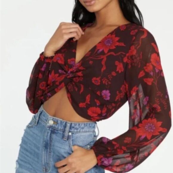 Sanctuary Floral Twist Front Crop Top - Picture 1 of 7